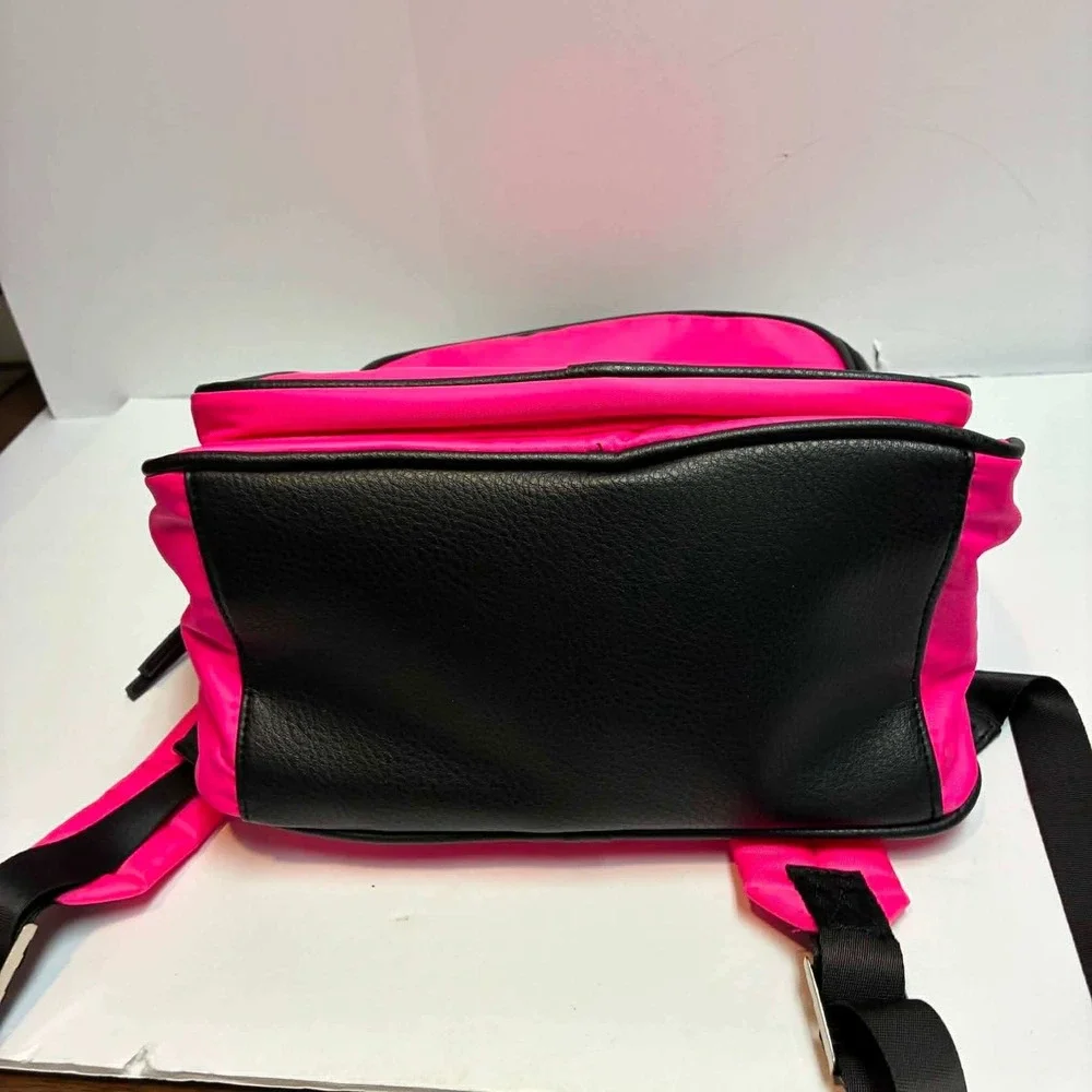 No Boundaries Nylon Backpack Womens Large Neon Pink Striped Lining Multi-Pocket